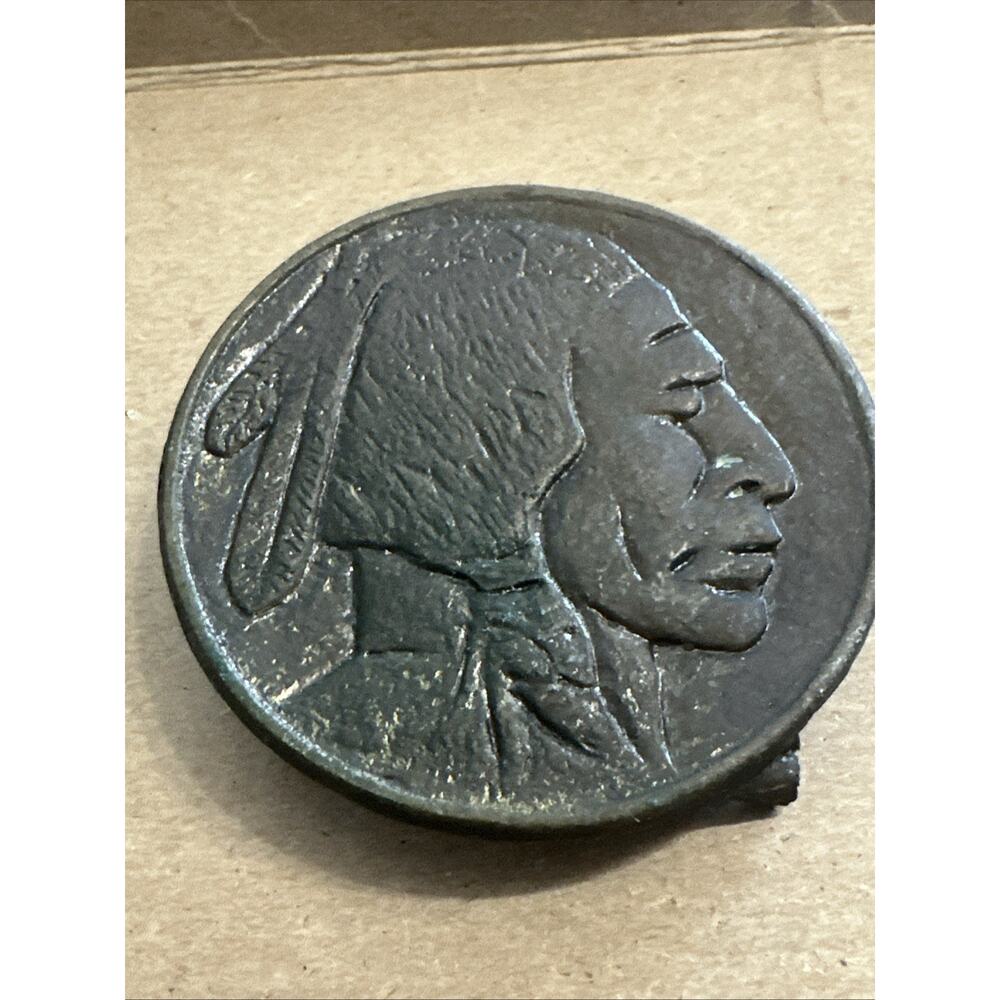 Indian Head Buffalo Nickel Brass/Bronze Color‎ Vintage Belt Buckle Broken
